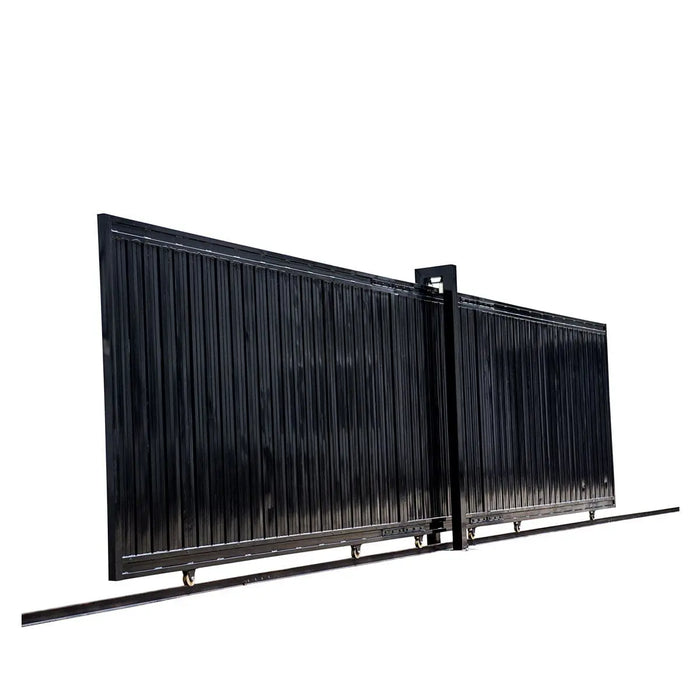 TMG Industrial 25-ft Driveway Privacy Sliding Wrought Iron Gate, Fully Welded Structure & Panels, In-Ground Rail Track, TMG-MGS25