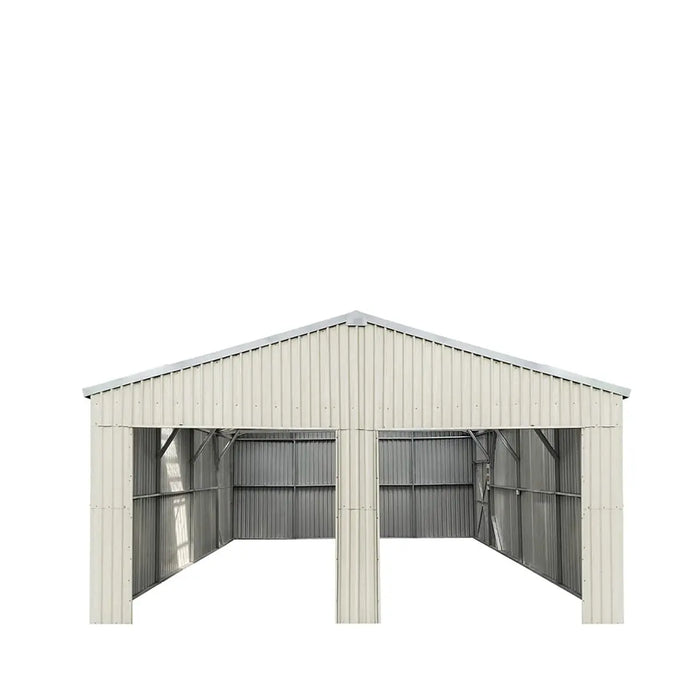 TMG Industrial 25’ x 25’ Double Garage Metal Barn Shed with Side Entry Door, 625 Sq-Ft Floor Space, 9’8” Eave Height, 27 GA Metal, Skylights, 3/12 Roof Pitch, TMG-MS2525 (Discontinued)