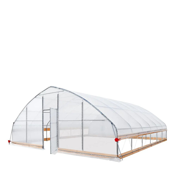 TMG Industrial 25’ x 25’ Tunnel Greenhouse Grow Tent w/6 Mil Clear EVA Plastic Film, Cold Frame, Hand Crank Roll-Up Sides, Peak Ceiling Roof, TMG-GH2525