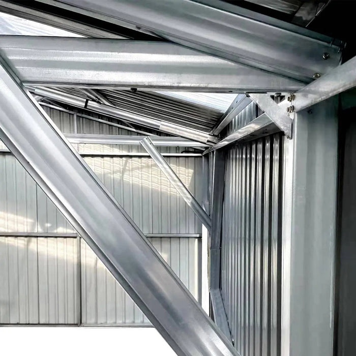 TMG Industrial 25’ x 33’ Double Garage Metal Barn Shed with Side Entry Door, 825 Sq-Ft Floor Space, 9’8” Eave Height, 27 GA Metal, Skylights, 4/12 Roof Pitch, TMG-MS2533 (Discontinued)