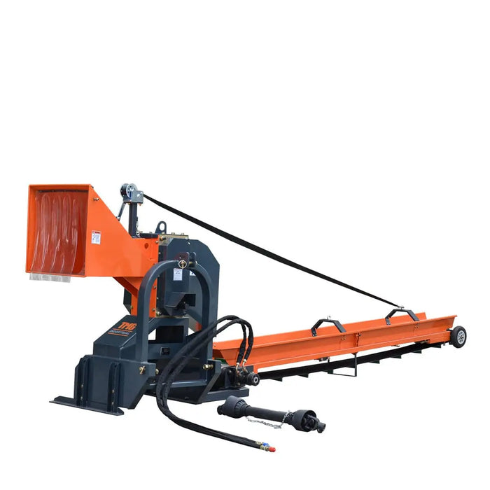 TMG Industrial 3-Point Hitch Firewood Branch Logger & 45° Adjustable Belt Conveyor, 20-60 HP Tractor, PTO Driveline Shaft Included, TMG-TFL42