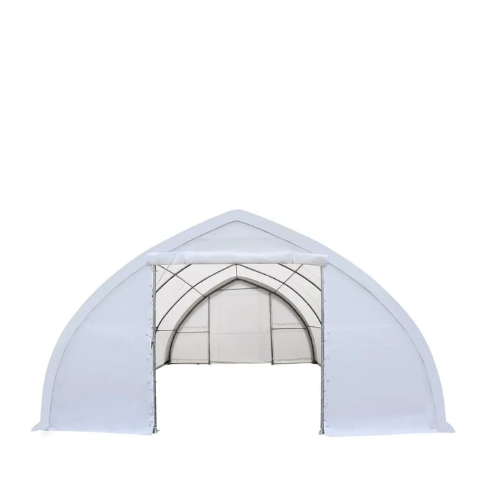 TMG Industrial 30' x 40' Peak Ceiling Storage Shelter with Heavy Duty 11 oz PE Cover & Drive Through Doors, TMG-ST3040E (Previously ST3040)