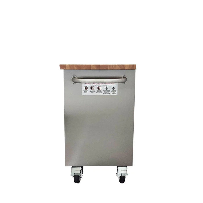 TMG Industrial 48” Stainless Steel Rolling Workbench, Rubberwood Tabletop, Lockable Drawers and Cabinet, Locking Wheels, TMG-WB4804S