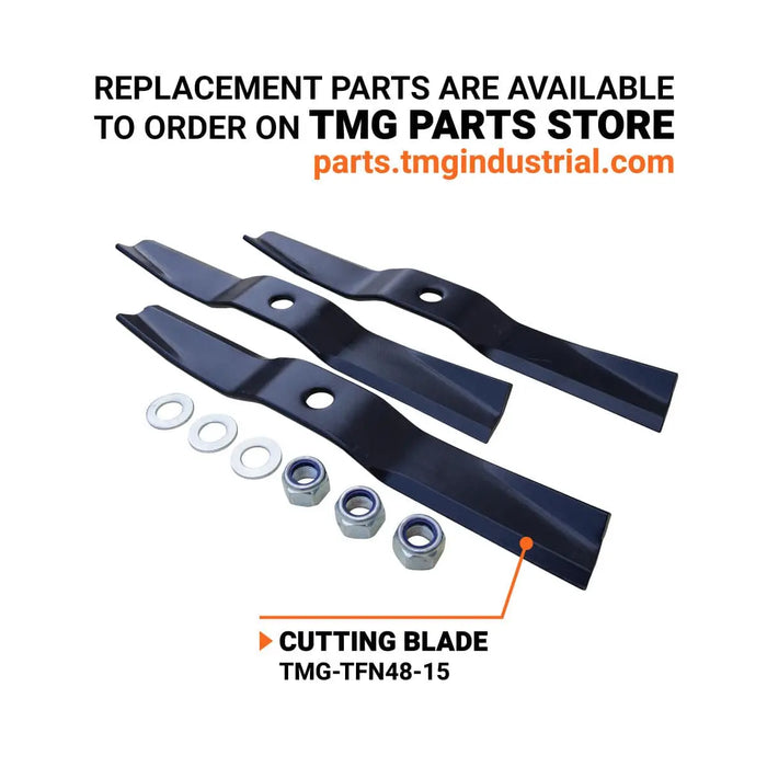 TMG Industrial 48’’ Tow-Behind 3-Point Hitch Finish Mower, 18-30 HP Compact Tractor, PTO Drive Shaft Included, TMG-TFN48