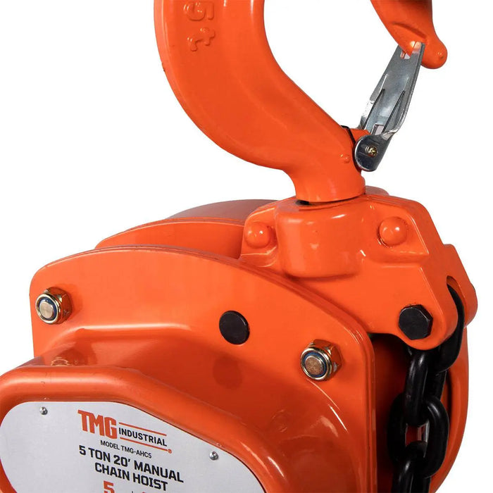 TMG Industrial 5 Ton 20' Lift Chain Hoist, 360° Swivel Hook, ASME B30.16, TMG-AHC5