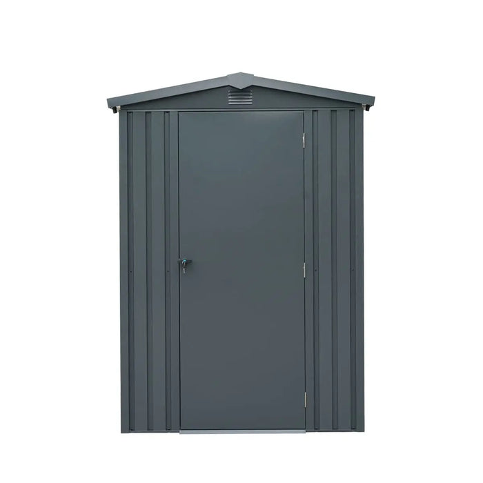 TMG Industrial 5 x 6 FT Apex Roof Metal Shed Pro Series, Galvanized corrugated metal, Apex roof design, Two air vents, TMG-MS0506