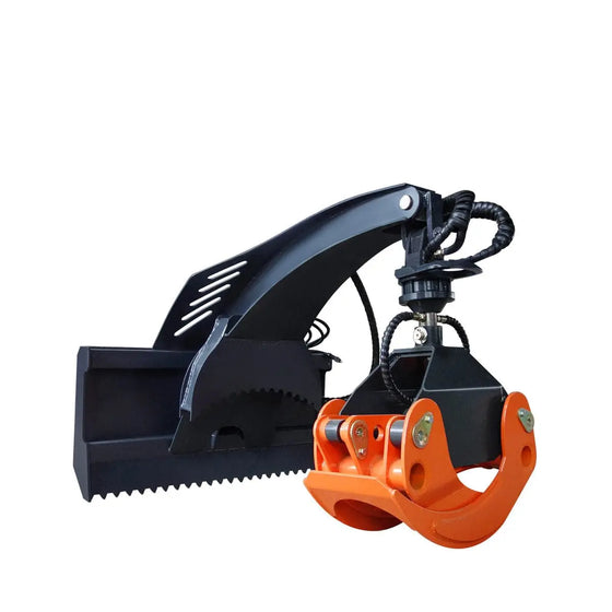 TMG Industrial 50" Skid Steer Rotary Log Grapple, 360° Rotation, 12V Solenoid Control Valve, 4500 LB Capacity, TMG-SLG49 (Discontinued)