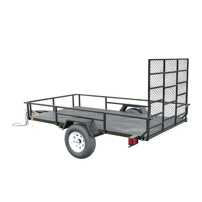 TMG Industrial 6’ x 10’ Single Axle Utility Trailer w/Ramp, 2500 Lb Payload Capacity, Robust Construction, Powder Coated, LED Lights, Spacious Interior, 2” Coupler, TMG-UT610