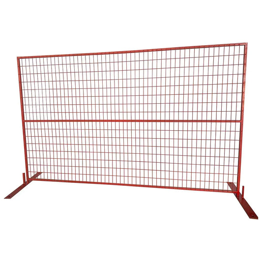 TMG Industrial 6’ x 10’ Temporary Construction Fence Panel w/Top Clips & Base Feet, Premium PVC Coating, TMG-FMC29
