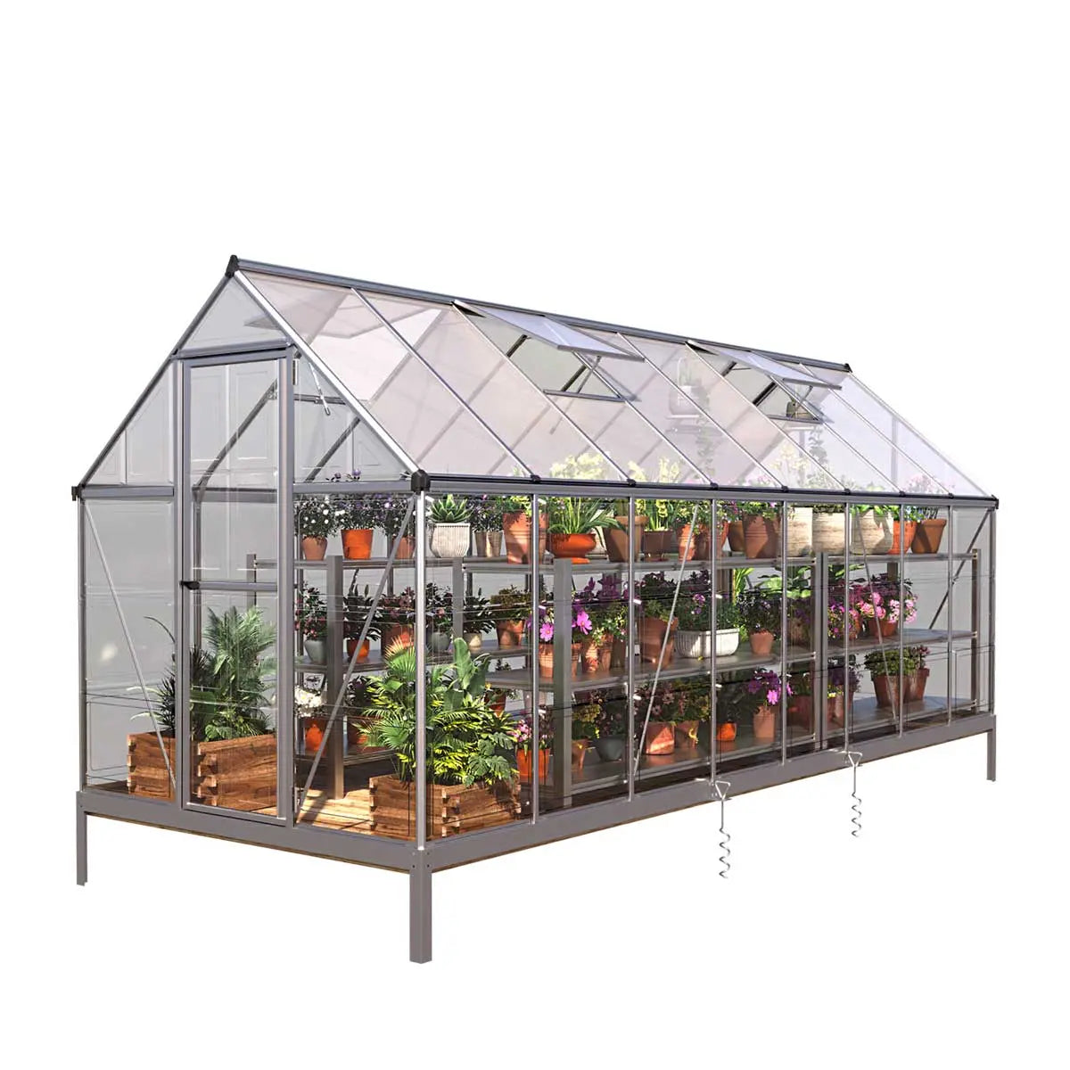 6’ x 16’ Crystal Clear Greenhouse, Aluminum Frame, Integrated Gutter ...
