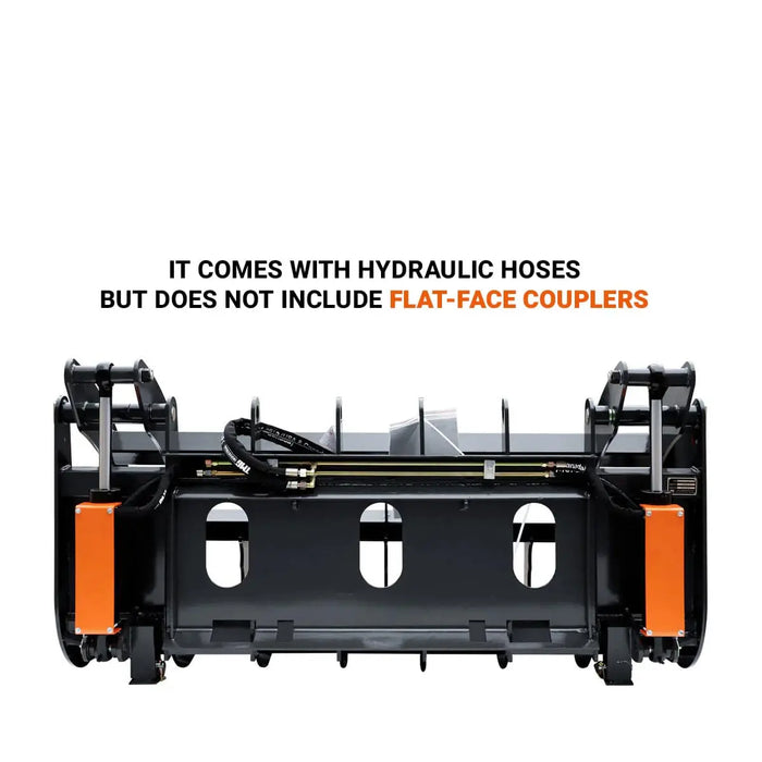 TMG Industrial 72” Skid Steer Root Rake Grapple Attachment, Universal Mount, 53” Jaw Opening, 9” Tine Spacing, 3000 lb Weight Capacity, TMG-RG72