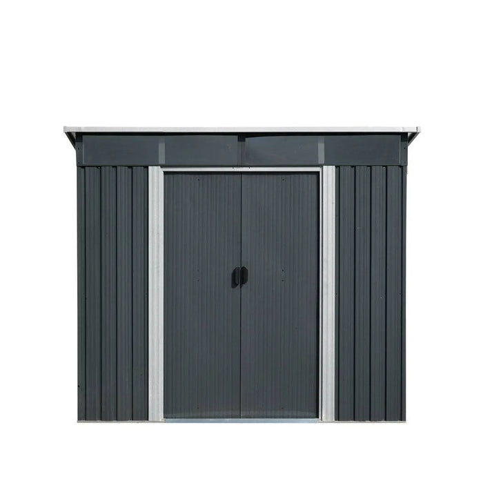 TMG Industrial 8’ x 9’ Galvanized Metal Pent Shed w/Skylight, 29 GA Corrugated Metal, 80” Peak Ceiling, TMG-MS0809P