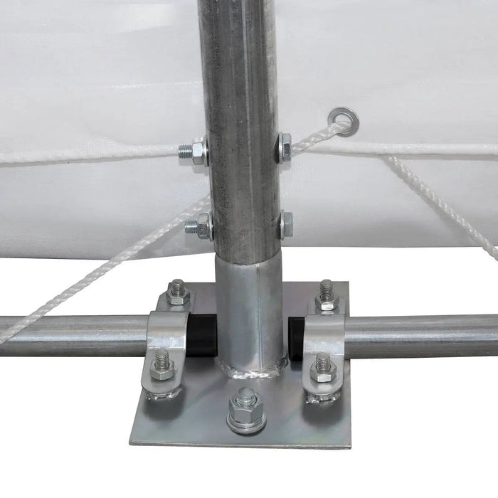 TMG Industrial 80’ x 33’ Dual Truss Storage Shelter Workshop, (3) 19’ Wide Drive-Through Openings, Scaffolding-Style Door Frame Support, TMG-DT3380