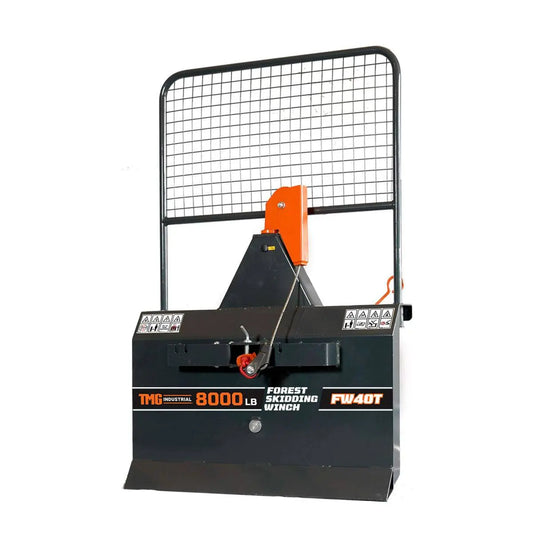 TMG Industrial 8000-lb 3-Point Hitch Forest Skidding Winch, 30-50 HP Tractor, Category 1 Hookup, 200’ Steel Cable, Tow-Behind, TMG-FW40T