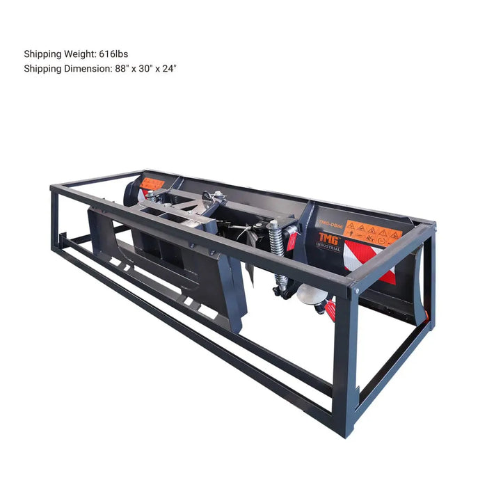 TMG Industrial 86” Skid Steer Dozer Blade/Snow Plow Pusher, 30° Left & Right, Bolt-On Cutting Edge, Adjustable Skid Shoes, Universal Quick Mount, TMG-DB86