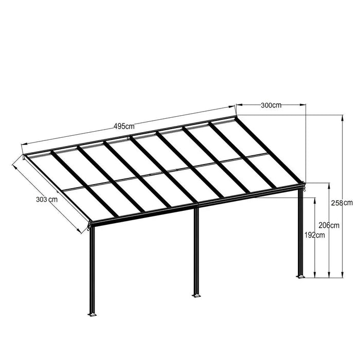 TMG Industrial Aluminum Patio Cover 10’ x 16’ with Clear Panels, TMG-LPC16