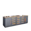 Heavy Duty 10-FT 12 Drawer Bamboo Table Top Workbench, Two Cabinets, All-in-One Welded Frame, Ball Bearing Slides, TMG-WB10B