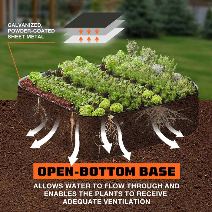 TMG Industrial Metal Raised Garden Bed Kit, 9-In-1 Modular Design, 18” Tall, Galvanized & Powder Coated, Rubber Edging, TMG-MGB96