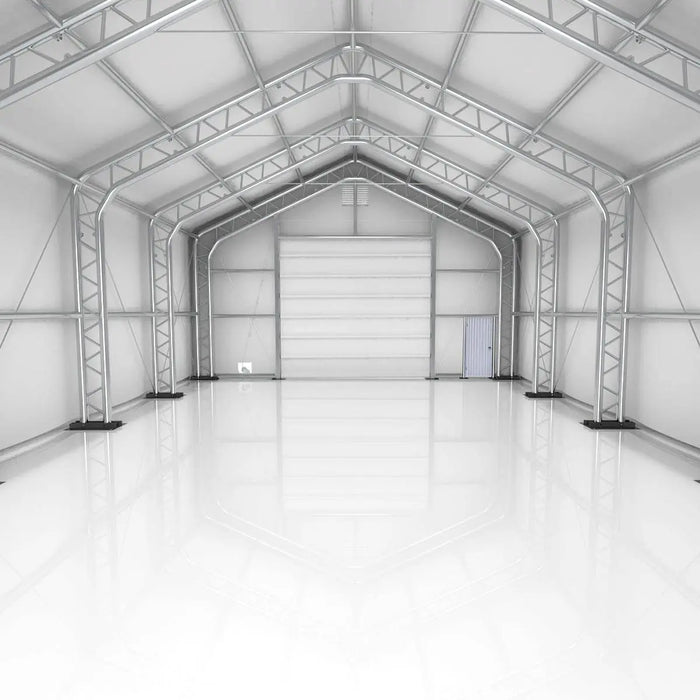TMG Industrial Pro Series 30' x 80' Dual Truss Storage Shelter with Heavy Duty 17 oz PVC Cover & Drive Through Doors, TMG-DT3081-PRO