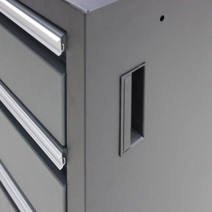 TMG Industrial Pro Series 9-Piece Garage Storage Cabinet Combo Set w/Rolling Cabinet, Rubber Wood Tabletop, Recessed Aluminum Handles, TMG-GCC09B