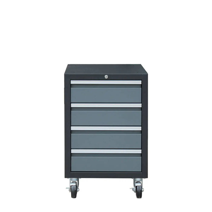 TMG Industrial Pro Series 9-Piece Garage Storage Cabinet Combo Set w/Rolling Cabinet, Rubber Wood Tabletop, Recessed Aluminum Handles, TMG-GCC09B