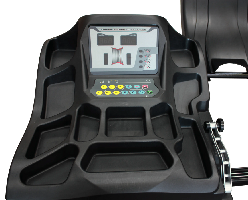 TMG Industrial Self-Calibrating Wheel Balancer with Protection Hood, 10”-24” Rim Diameter, Computerized, +/- 1 g of Accuracy, ALU Balancing Modes, TMG-WB24H