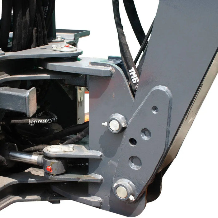 TMG Industrial Skid Steer Swivel Backhoe Attachment, 16” Bucket Included, 8’ Digging Depth, Foldable Stabilizers, TMG-SBH50