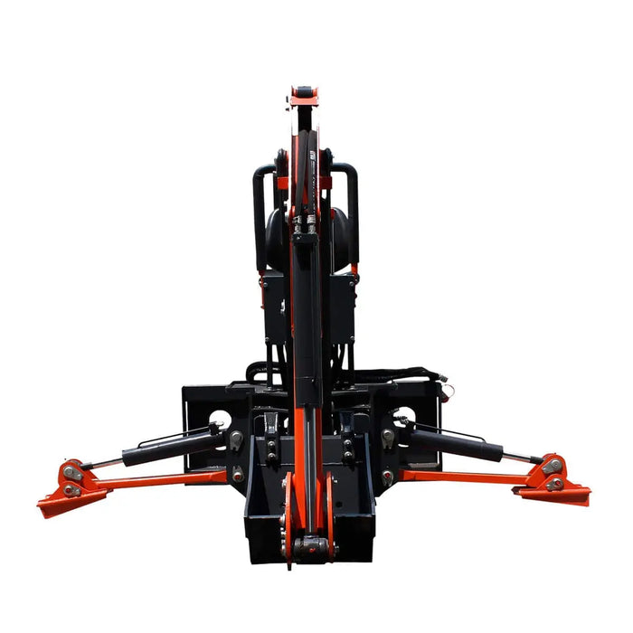 TMG Industrial Skid Steer Swivel Backhoe Attachment, 16” Bucket Included, 8’ Digging Depth, Foldable Stabilizers, TMG-SBH50