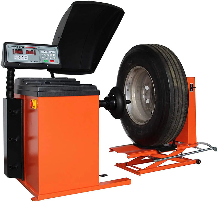 TMG Industrial Truck Wheel Balancer, Self-Calibrating, Air Powered Lift, 13”-24” Rim, Computerized, 220 RPM, +/- 1 g of Accuracy, TMG-TWB24