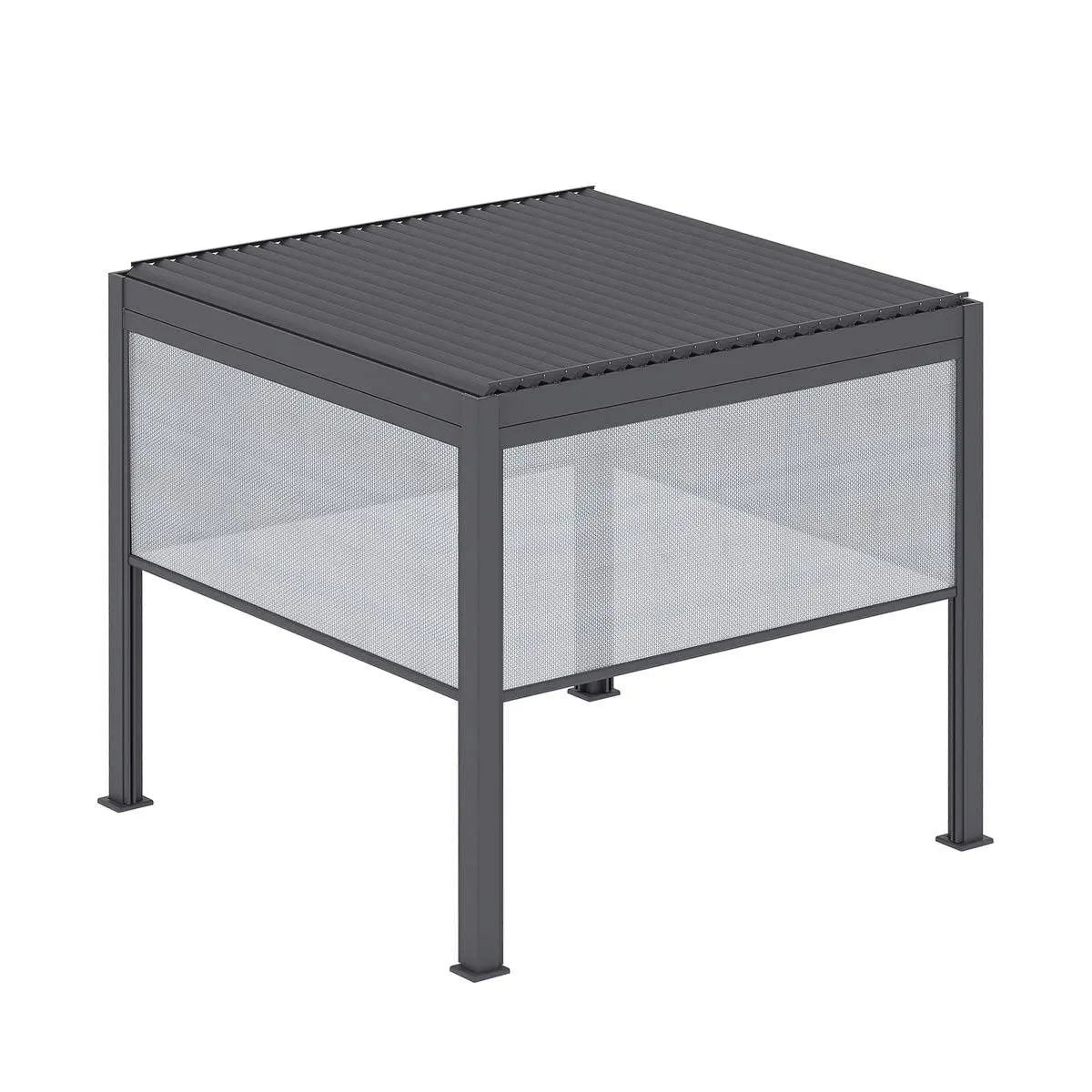 TMG LIVING 10' x 10' Aluminum Motorized Louver Roof Pergola with Side Screens, TMG-LPG11