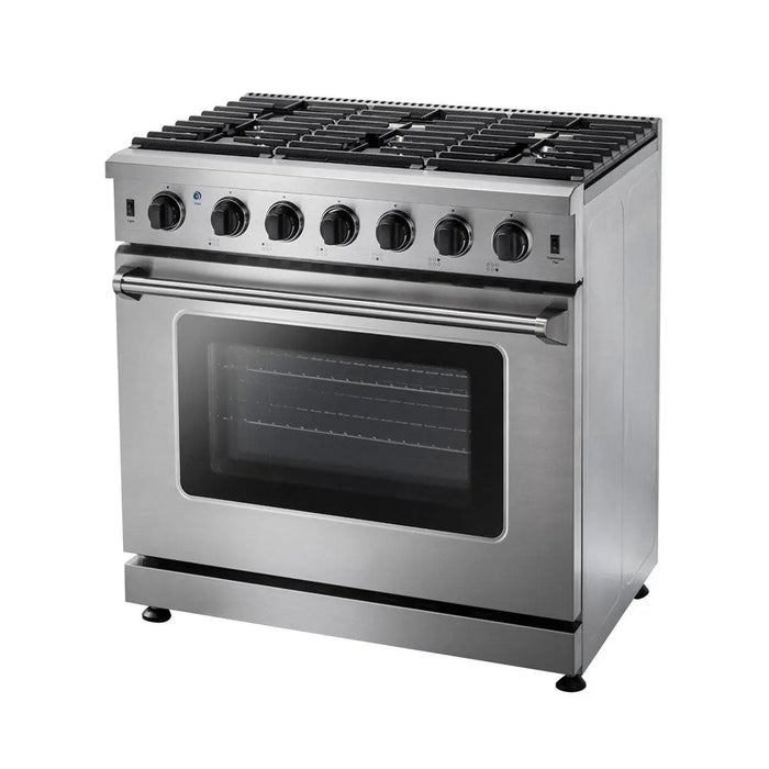 TMG Living Kitchen 36” Freestanding Gas Convection Range, Commercial Convection Fan, 3-Layered Glass Window, 9000-18500 BTU, TMG-HRG36