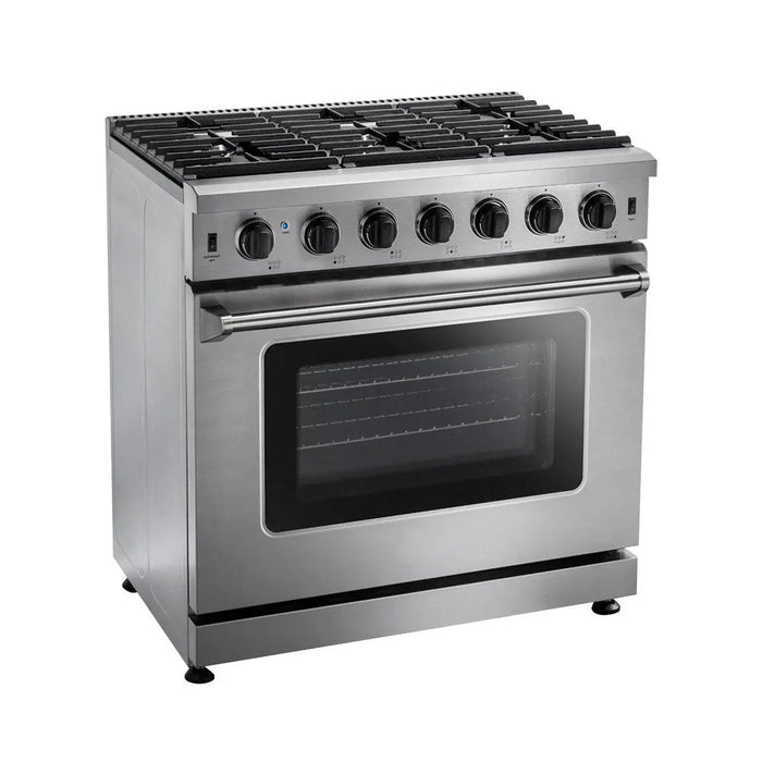 TMG Living Kitchen 36” Freestanding Gas Convection Range, Commercial Convection Fan, 3-Layered Glass Window, 9000-18500 BTU, TMG-HRG36