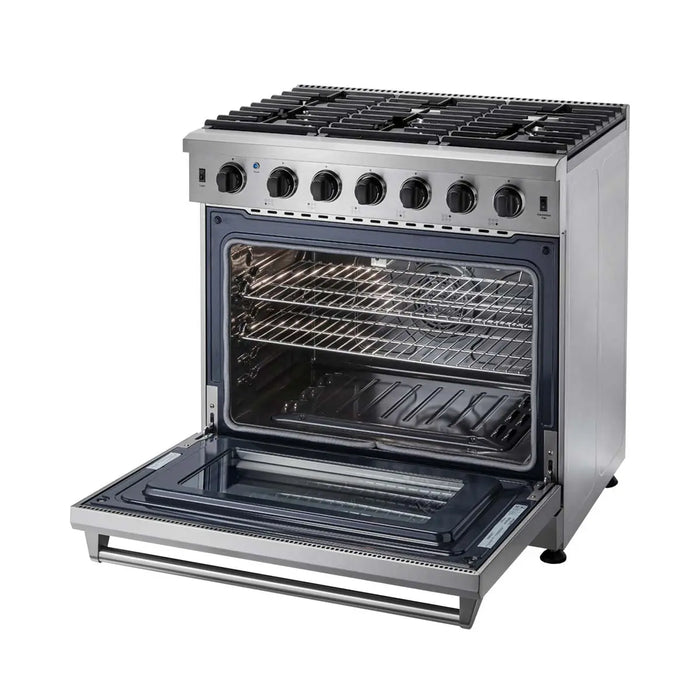 TMG Living Kitchen 36” Freestanding Gas Convection Range, Commercial Convection Fan, 3-Layered Glass Window, 9000-18500 BTU, TMG-HRG36