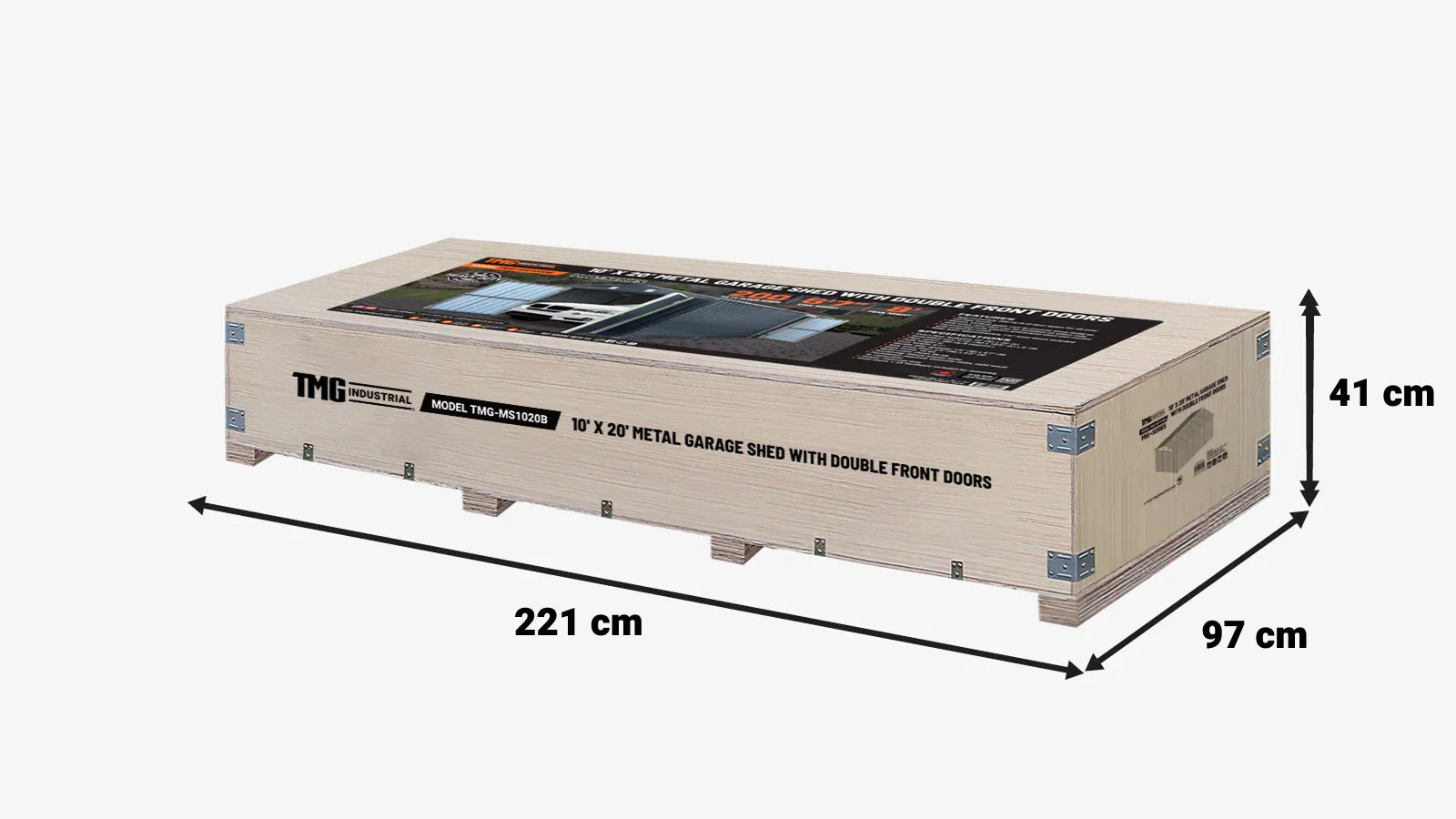 TMG Heavy Series™ 3 x 6 m Metal Garage Shed with Double Front Doors and Side Entry Door, 2.4 m Peak Height, TMG-MS1020B-shipping-info-image