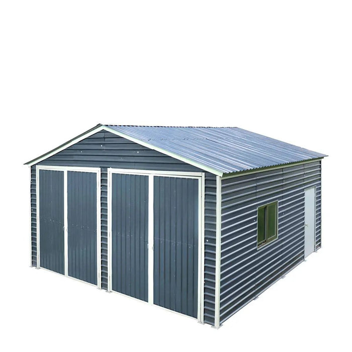 TMG Industrial 20’ x 20’ Metal Garage Shed with 9' High Double Front Doors, 13' Peak Height, Side Entry Door, 400 Sq-Ft Floor Space, TMG-MS2020