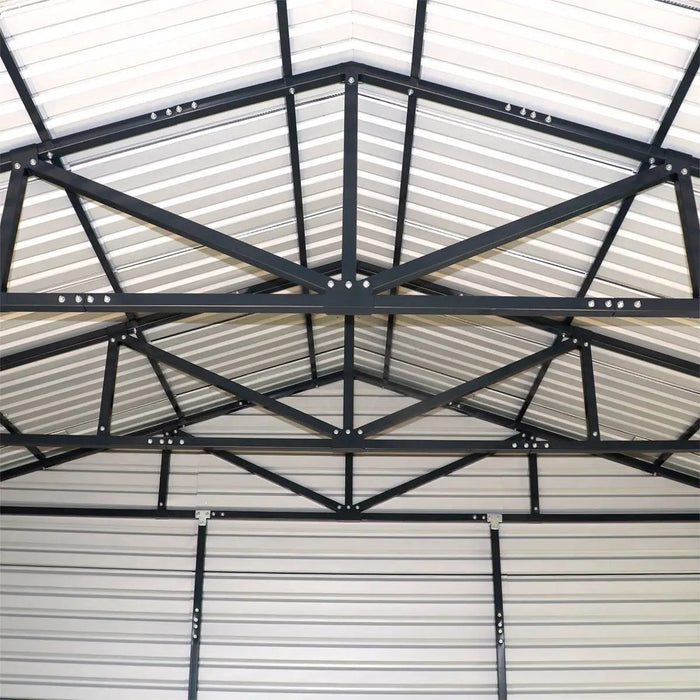 TMG Industrial 20’ x 20’ Metal Garage Shed with 9' High Double Front Doors, 13' Peak Height, Side Entry Door, 400 Sq-Ft Floor Space, TMG-MS2020