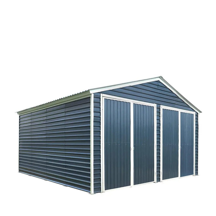 TMG Industrial 20’ x 20’ Metal Garage Shed with 9' High Double Front Doors, 13' Peak Height, Side Entry Door, 400 Sq-Ft Floor Space, TMG-MS2020