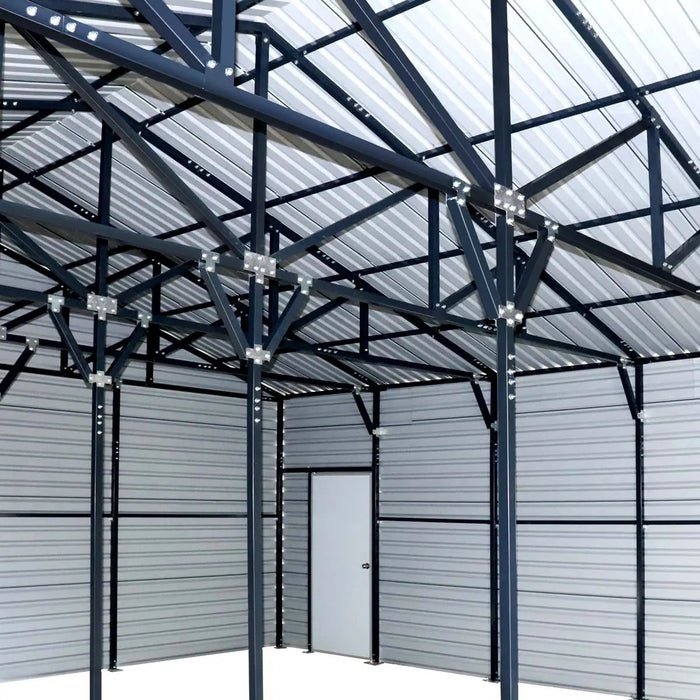 TMG Industrial 26’ x 30’ Metal Garage Shed with 9’ High Double Front Doors, 14’ Peak Height, Side Entry Door, 780 Sq-Ft Floor Space, TMG-MS2630
