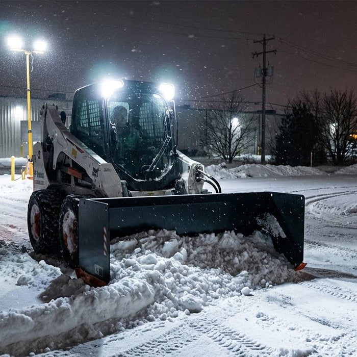 7-jalkainen liukuohjattu lumilinko teräksisellä terällä, kääntyvillä kulutusjaloilla, sivutuilla, 40-70 hv, TMG-SP07