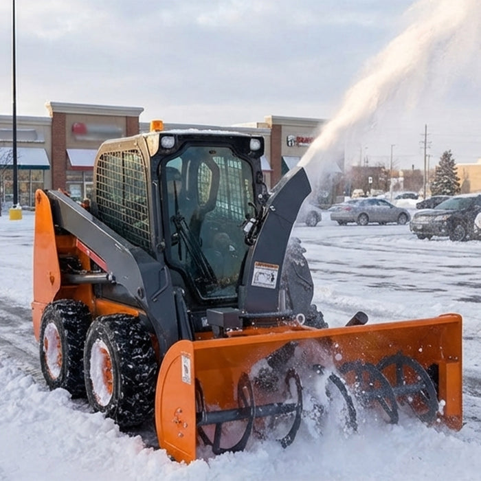 72" Skid Steer Snow Blower, 45-75 HP Loader Required, 24" Diameter Impeller, 360° Motor Driven Snow Chute, TMG-SSB72 TMG Industrial