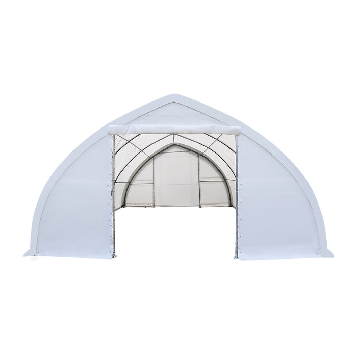 9m × 12m Peak Ceiling Storage Shelter with Heavy Duty 450 GSM PVC Cover & Drive Through Doors, TMG-ST3042V (Previously ST3040V) TMG Industrial Australia