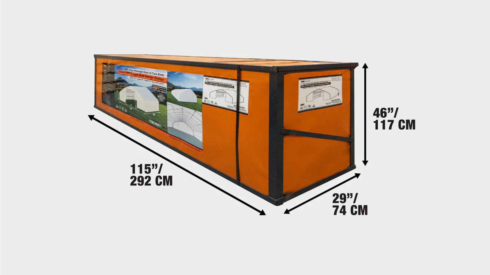 9x15m Straight Wall, Peak Ceiling Storage Shelter with 300 GSM PECover, TMG-ST3050E-shipping-info-image