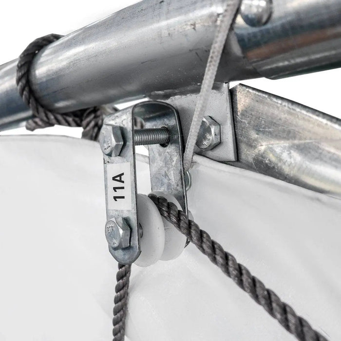 TMG Industrial 30' x 70' Straight Wall Peak Ceiling Storage Shelter with Heavy Duty 17 oz PVC Cover & Drive Through Doors, TMG-ST3070V