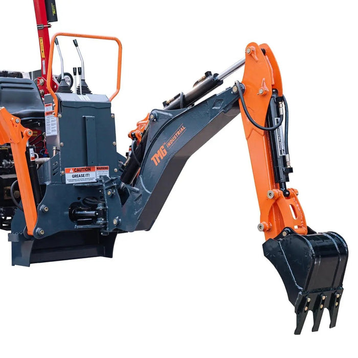 TMG Industrial 6-FT 3-Point Hitch Swing Backhoe Attachment, 12” Bucket Included, 20-65 HP Tractor, 97” High Reach, Category 1 & 2 Hookups, TMG-TBH72