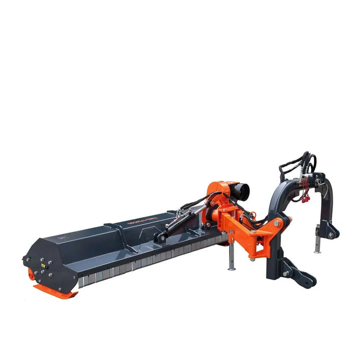 TMG Industrial 90” 50-90 HP Tractor, 3-Point Hitch, PTO Drive Shaft, Offset Ditch Bank Flail Mower with 90° Tilt, TMG-TFMO90