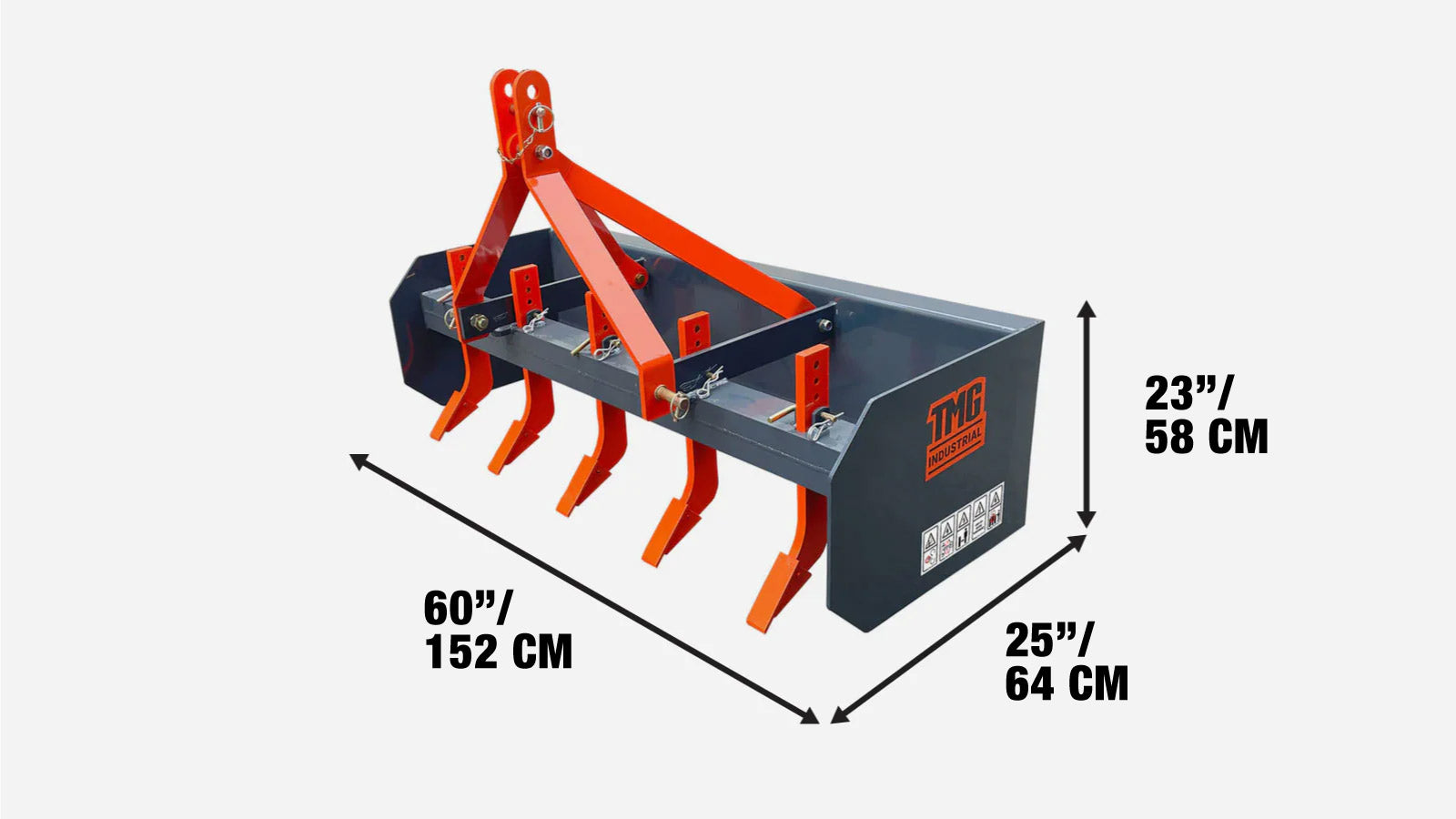 Box Scraper Ripper Lift TMG 1500 mm (60″) Heavy-Duty Box Scraper Blade with Ripper Shanks, 18 ...