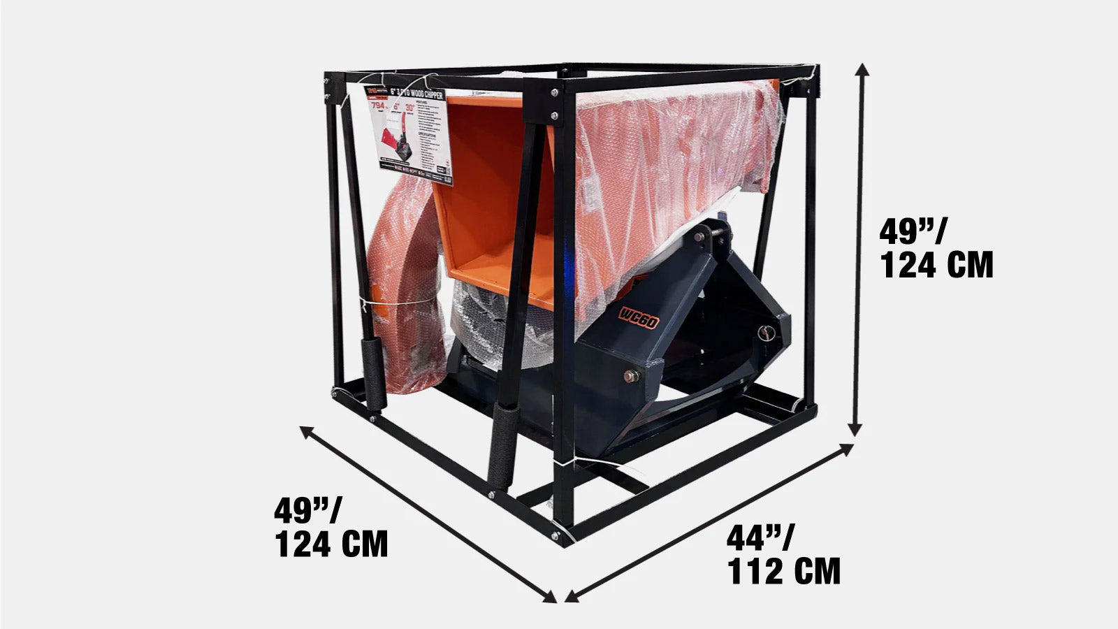 15 cm:n 3-pistekiinnitteinen oksasilppuri, käännettävät/karkaistut terät, 360° kääntyvä puhallusputki, 40–80 hv:n traktorit, TMG-WC60 -shipping-info-image
