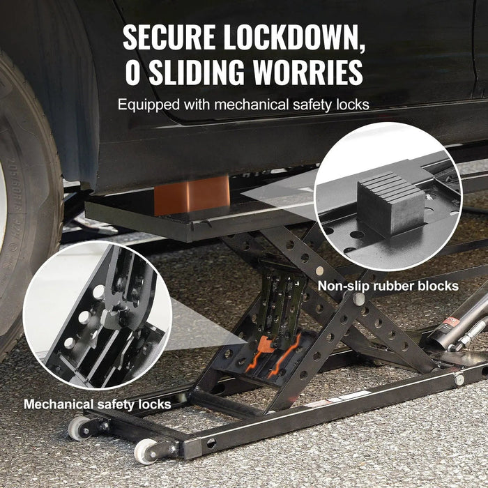 VEVOR Car Lift, 25.6" Max. Height, 5,000 LBS Capacity Portable Car Lift, with Extended-Length Plates, Heavy-duty Carbon Steel Truck Lift with 120V Power Unit, Auto Car Jack Lifts for Home Garage Shop, DOBA-ALT5000