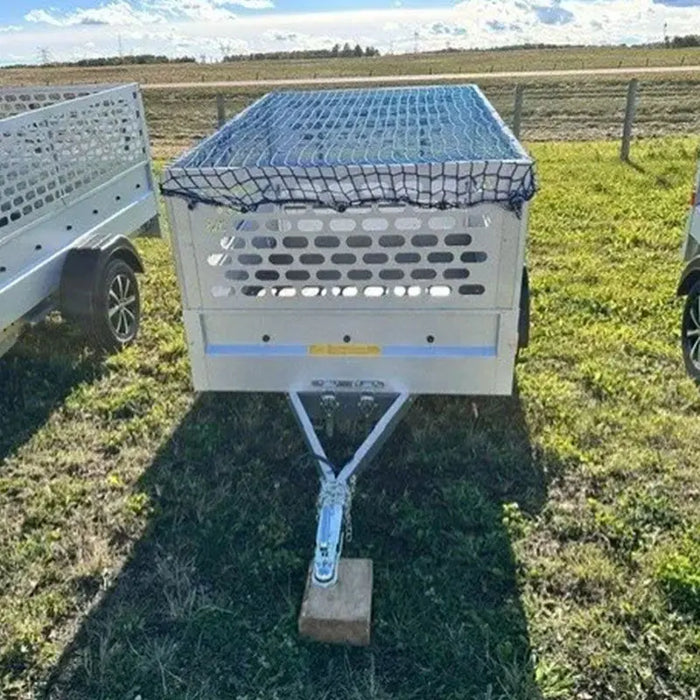 Variant 7’ Heavy Duty Utility Tilt Trailer with Extended Mesh Sides & Net Cover, Removable Tailgate, 4.2’x7’ Tilt Bed, MFR #: S205Tiltmesh, Made in Canada