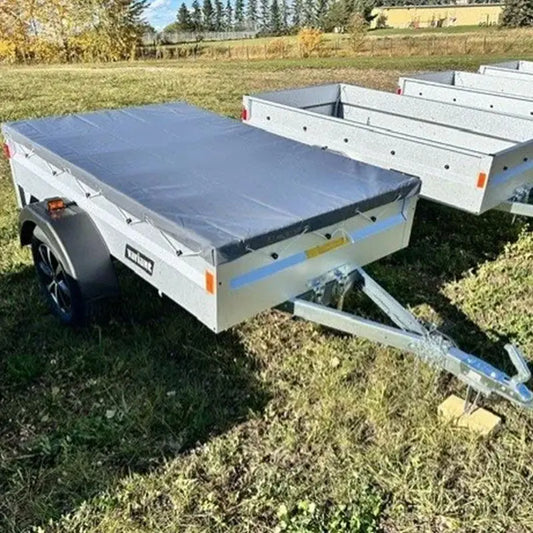 Variant 7’ Heavy Duty Utility Tilt Trailer with Tarp Cover, 4.2’x7’ Tilt Bed, Removable Tailgate, MFR #: S205Tilttarp, Made in Canada